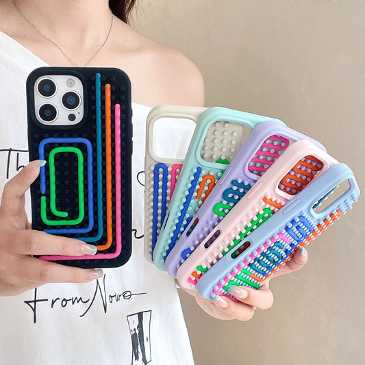 Color Stripes Silicone Phone Case Drop-resistant