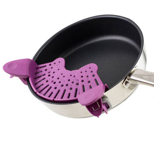 Universal Silicone Clip-on Pan Pot Strainer Anti-spill P hiasta Pot Strainer Food Grade Rice Fruit Colander Strainer Kitchen Gadgets